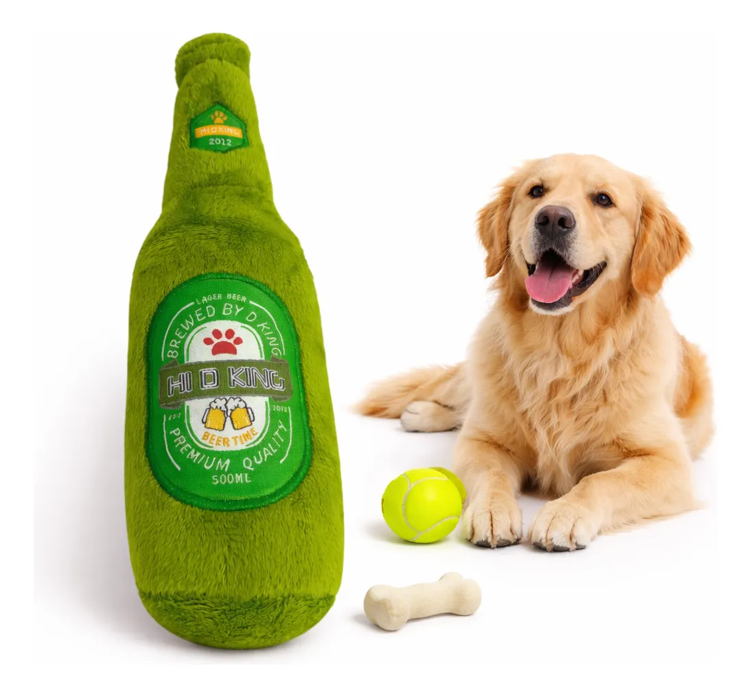 Brinquedo Cachorro Pelúcia Garrafa Cerveja Cães Pet C/ Apito - Imagem 5