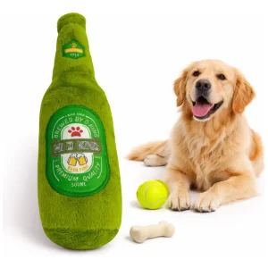 Brinquedo Cachorro Pelúcia Garrafa Cerveja Cães Pet C/ Apito