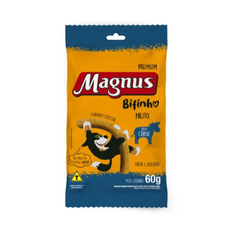 Petisco Magnus Bifinho Palito para Cães Adultos Carne 60g